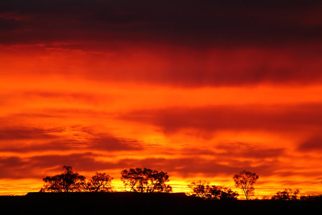 Sunrise, Batton Hill Camp, Simpson Desert, Northern Territory, Australia.