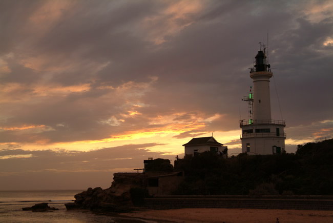 Green light, Point Lonsdale lighthouse, Bellarine Peninsula, Victoria, Australia.