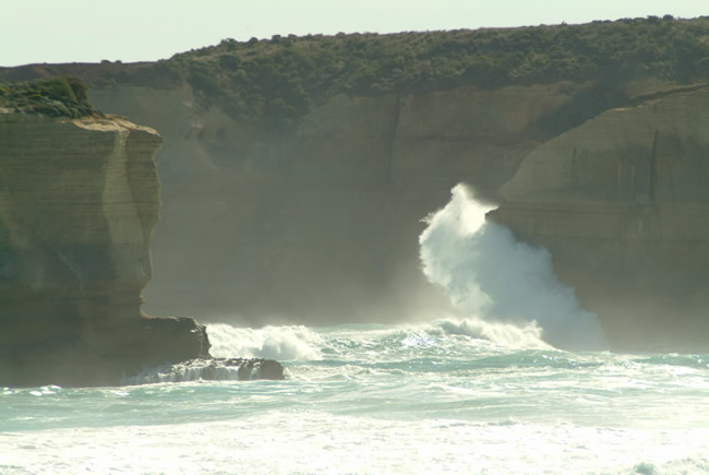 Pounding waves at Sherbrooke Beach, near Port Campbell and the Twelve Apostles, Great Ocean Road, Victoria, Australia.