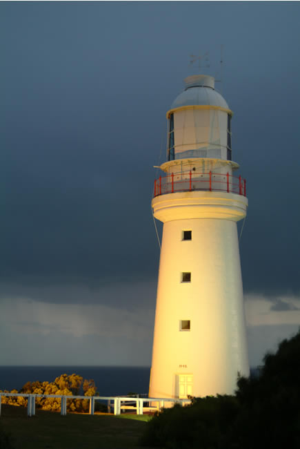 Twilight rain, Cape Otway Lighthouse, Great Ocean Road, Victoria, Australia.