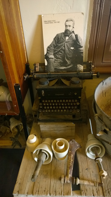 A picture of William 'Iron Man' Graham in the museum room at the restored limestone Telegraph Station building that houses the Eyre Bird Observatory, Eyre, Western Australia.