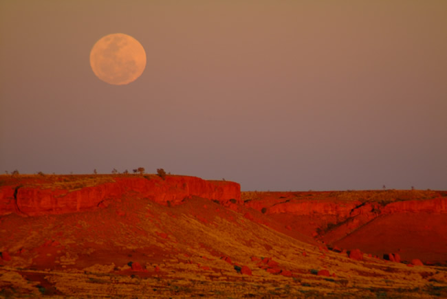 Moon rise over Balgo Hills, Western Australia.