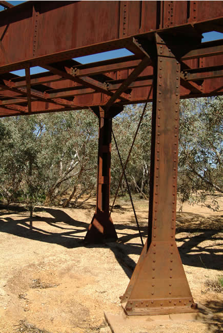 Ruins of a railway bridge, Old Ghan Railway, North Creek, South Australia.