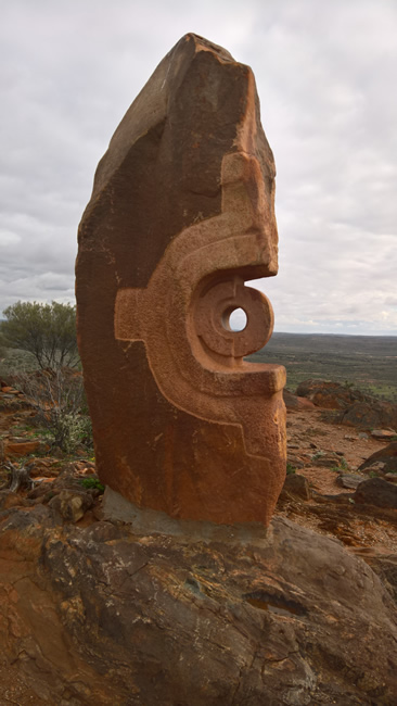 Under the Jaguar Sun Sculpture, Broken Hill Sculptures, Living Desert, Broken Hill, New South Wales, Australia.