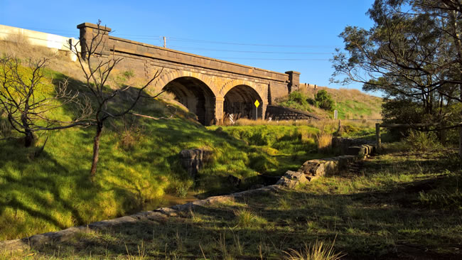 Old stone railway bridge at Lovely Banks, near Geelong, Victoria, Australia.