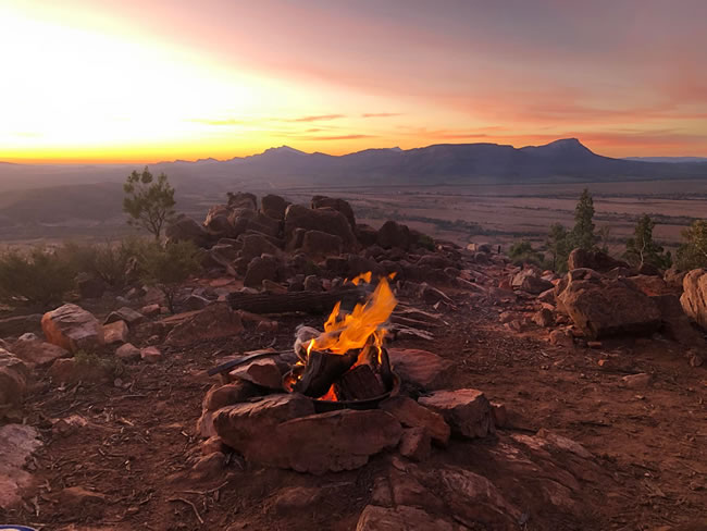 Campfire in the rugged Flinders Ranges, South Australia.