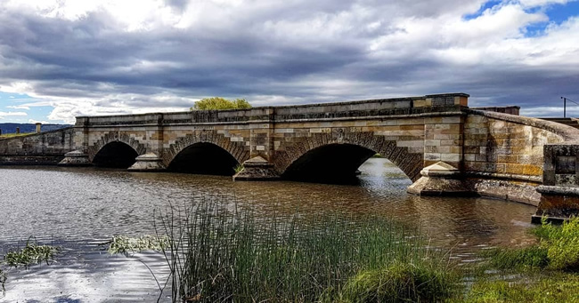Another view of the convict built bridge at Ross, central Tasmania, Australia.