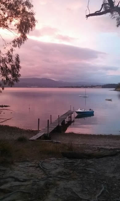 Pastel shades in the evening light, Abels Bay, southern Tasmania, Australia.