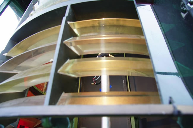 Looking at the lighthouse lens from the outside at Point Lonsdale Lighthouse, Victoria, Australia.