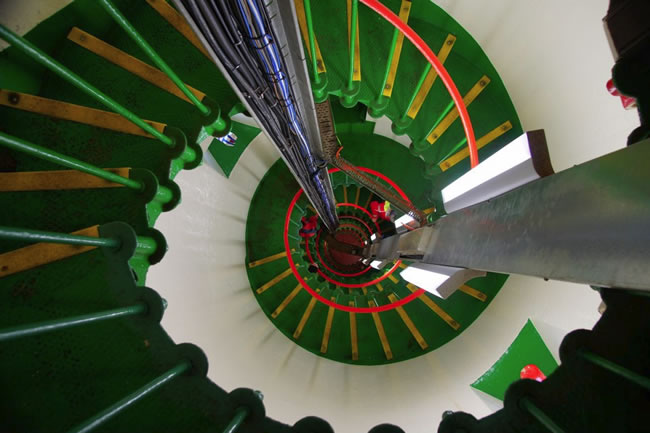 Going down! A great shot of the spiral staircase going up to the light platform at Point Lonsdale Lighthouse, Victoria, Australia.