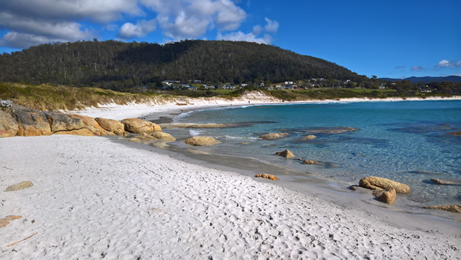 Redbill Beach, at Bicheno, on the east coast of Tasmania, Australia.