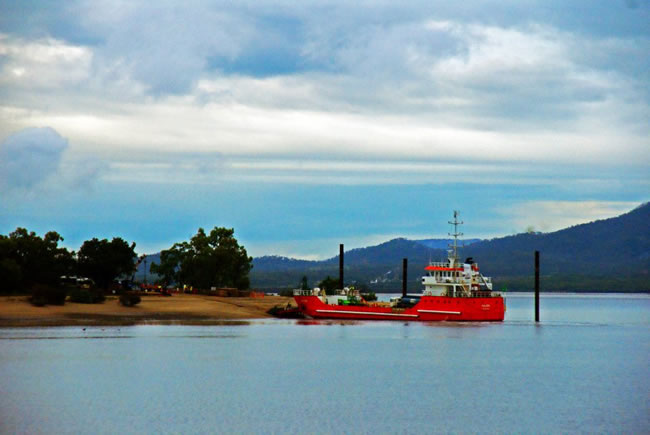 Ship unloading, Curtis Island, Queensland, Australia.