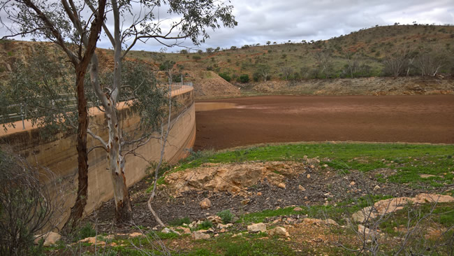 Umberumberka Reservoir is almost dry, Silverton, New South Wales Australia.