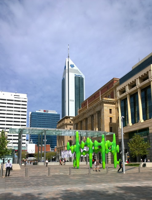 Sculpture 'Grow Your Own', in Forrest Place, Perth, Western Australia
