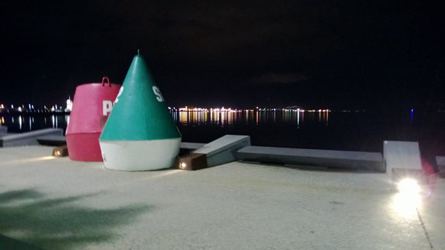 Featured marker buoys on the Geelong waterfront, Victoria, Australia.
