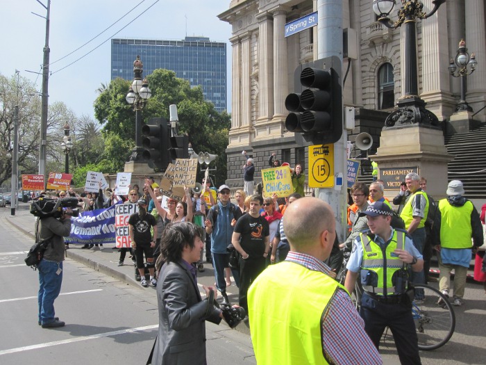 The small but very noisy group opposing the March for the Babies