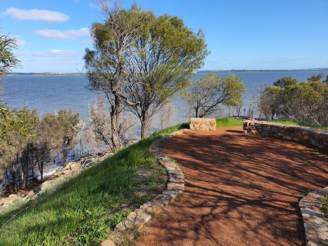 Lake Dumbleyung from the carpark lookout. Dumbleyung, Western Australia.