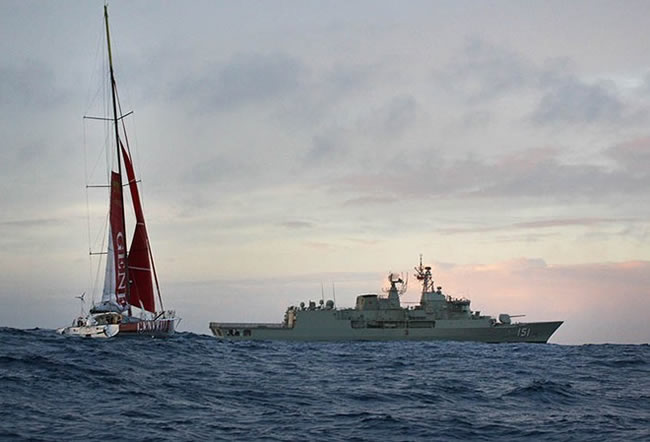 Yann Elies rescue. The Australian frigate Arunta raced to rescue him.