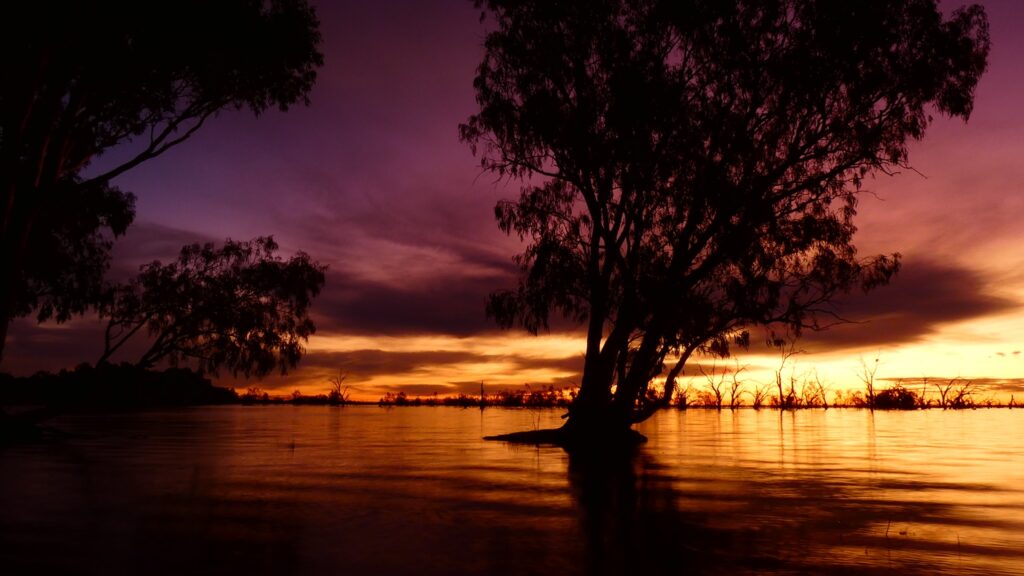 Sunset over the Menindee Lakes.