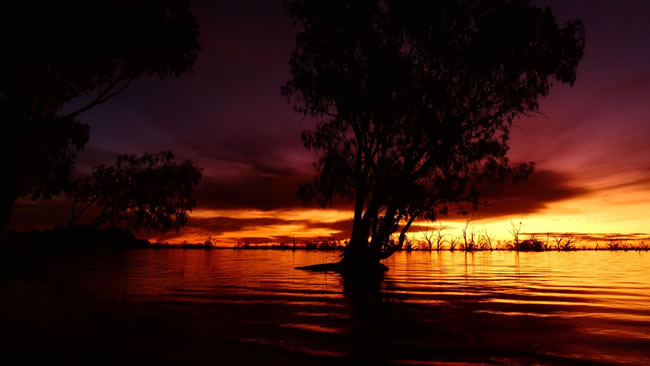Menindee Lakes sunset. The lakes are full!