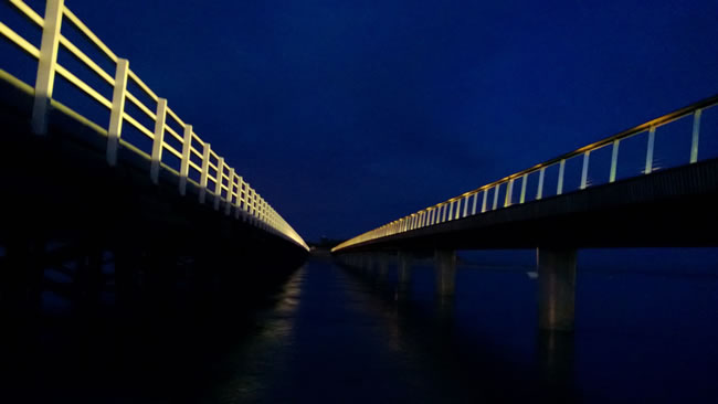 The new Barwon Heads Bridge at night.