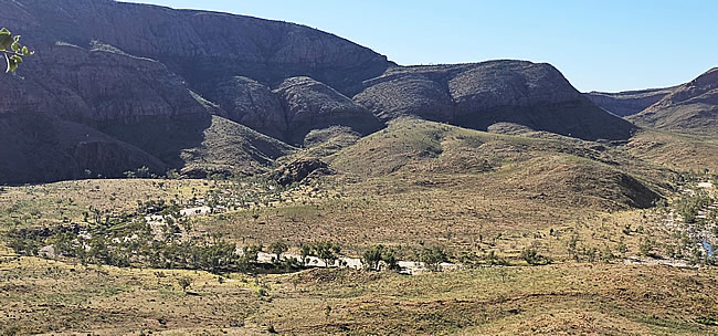 Ormiston Gorge, showing the Finke River flowing through, after heavy rains.